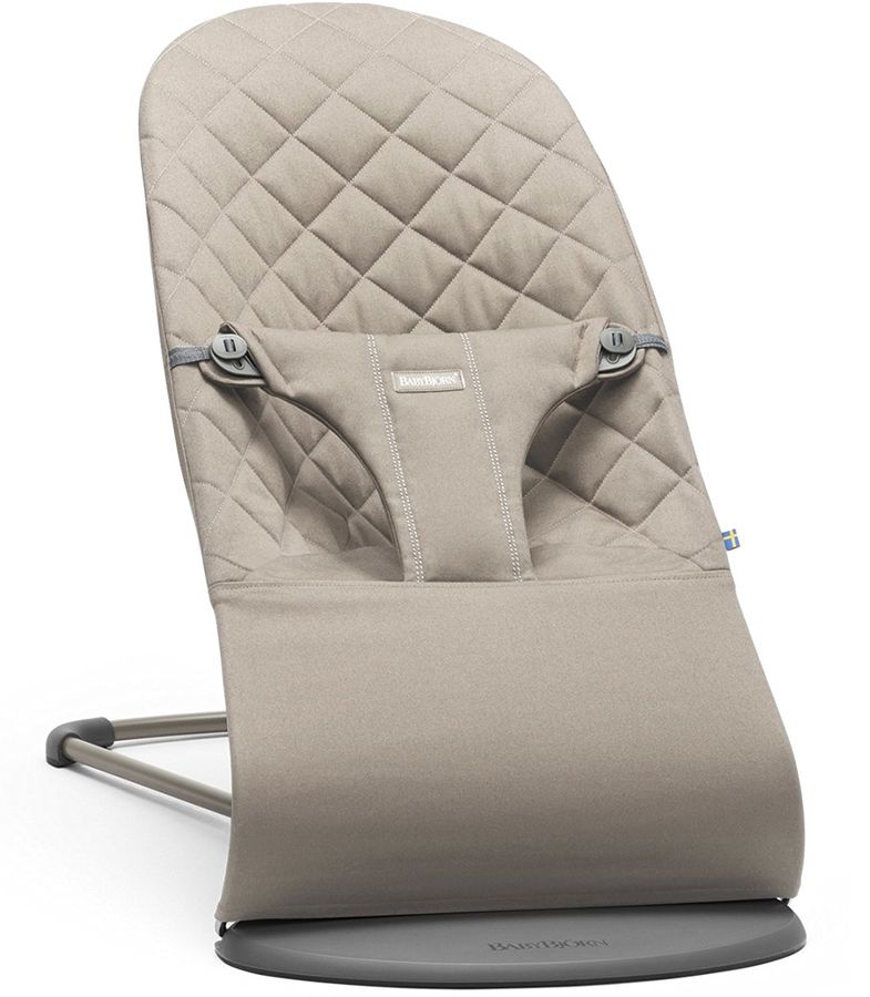 BabyBjorn Bouncer Bliss, Dark Gray Frame Classic Quilt Cotton Sand Gray