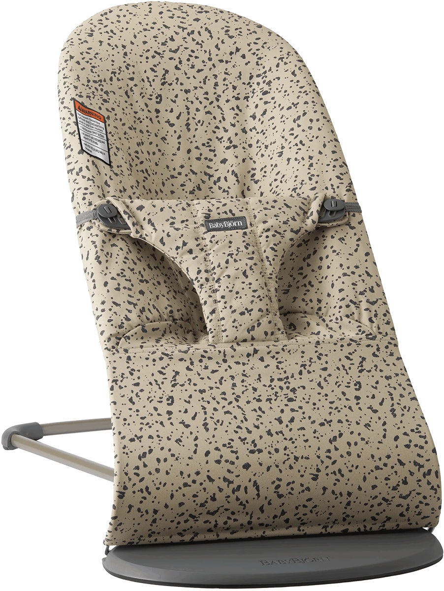 BabyBjorn Bouncer Bliss, Dark Gray Frame, Woven Dark Gray / Beige Print