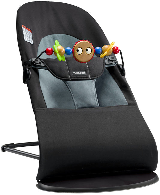 BabyBjorn Bouncer + Toy Bundle - Balance Soft (Cotton) Black / Dark Gray