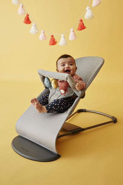 BabyBjorn Bouncer + Toy Bundle - Bliss (3D Jersey) Light Grey