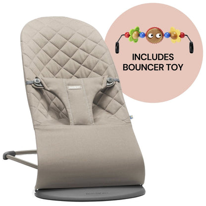 BabyBjorn Bouncer + Toy Bundle - Bliss (Cotton) Sand Gray