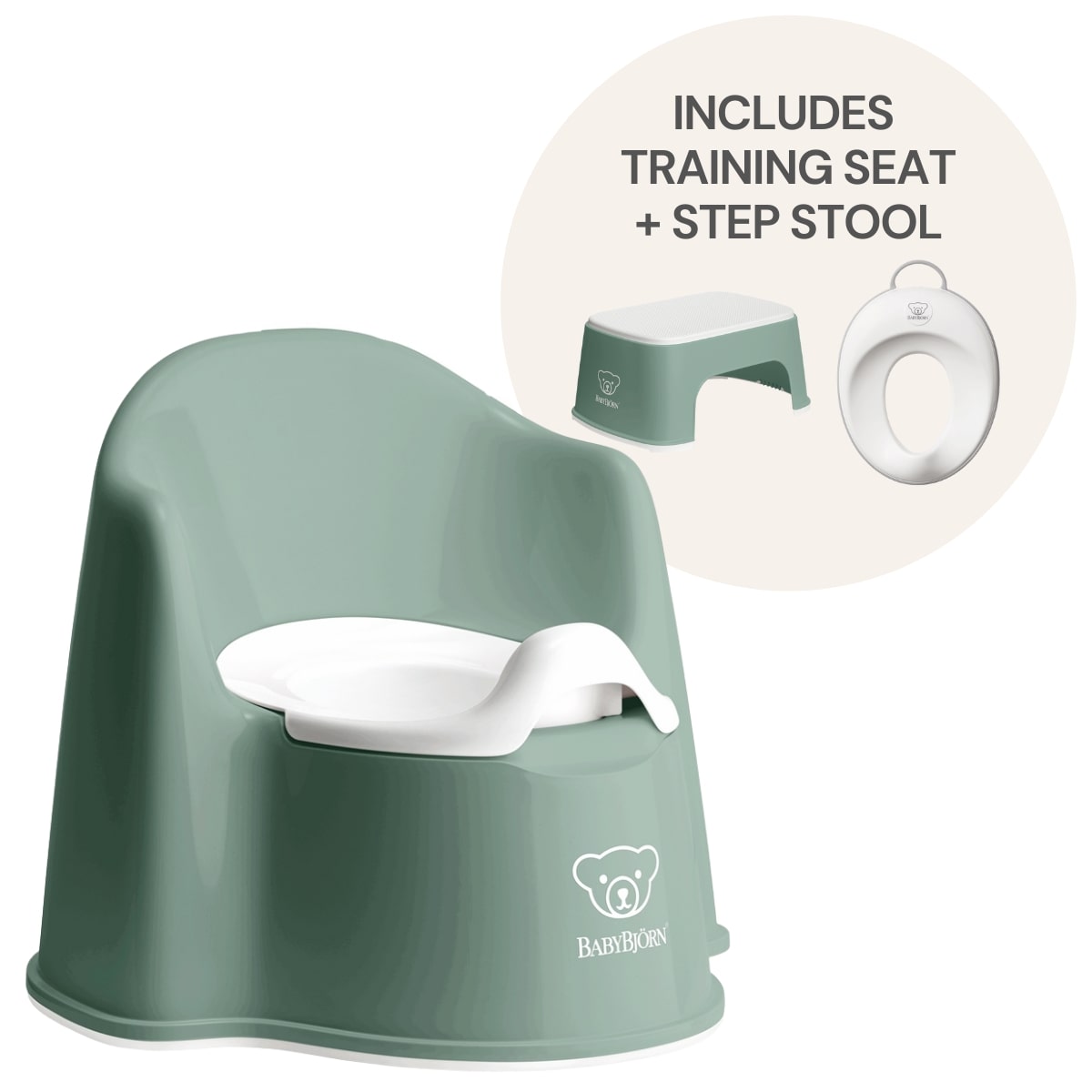 BabyBjorn Potty Training Bundle - Deep Green / White