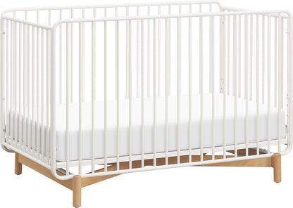 Babyletto Bixby Metal Crib with Toddler Bed Conversion Kit - Warm White / Natural Beech