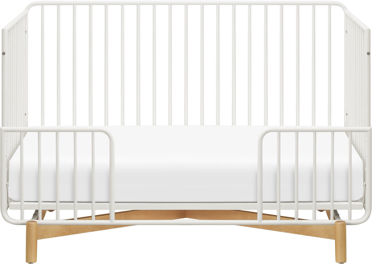 Babyletto Bixby Metal Crib with Toddler Bed Conversion Kit - Warm White / Natural Beech