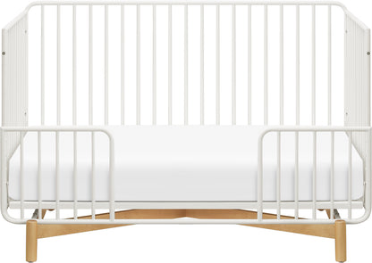 Babyletto Bixby Metal Crib with Toddler Bed Conversion Kit - Warm White / Natural Beech