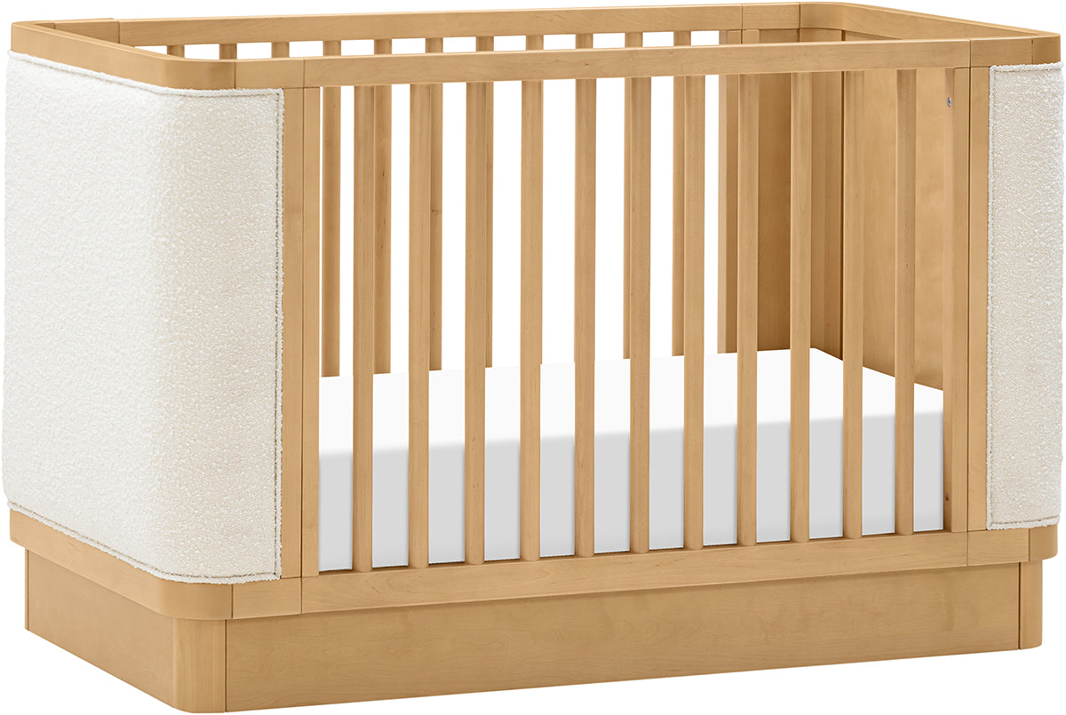 Babyletto Bondi Boucle 4-in-1 Convertible Crib w/ Toddler Bed Conversion Kit - Honey / Ivory Boucle