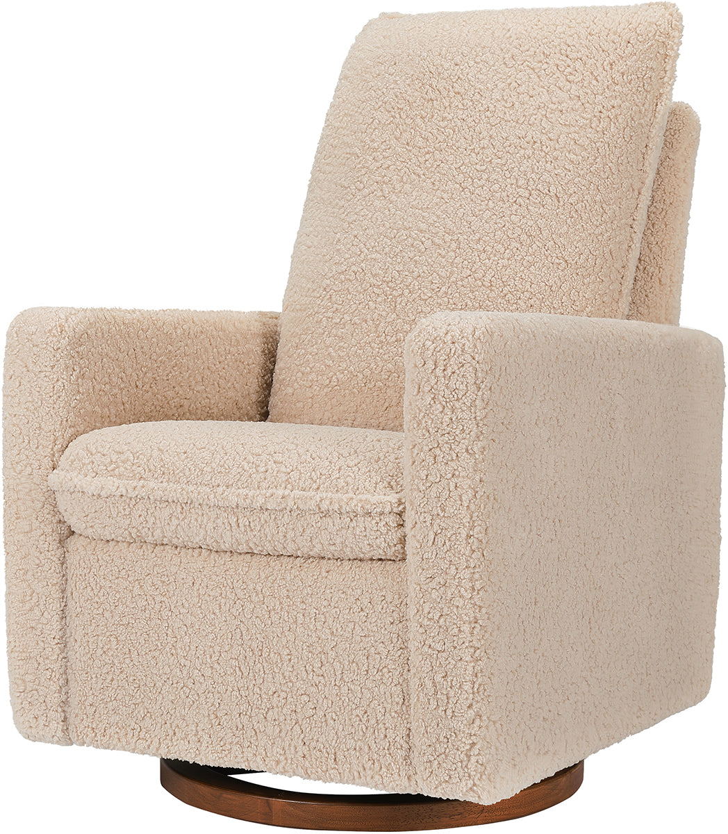 Babyletto Cali Pillowback Swivel Glider - Chai Shearling w/Dark Wood Base