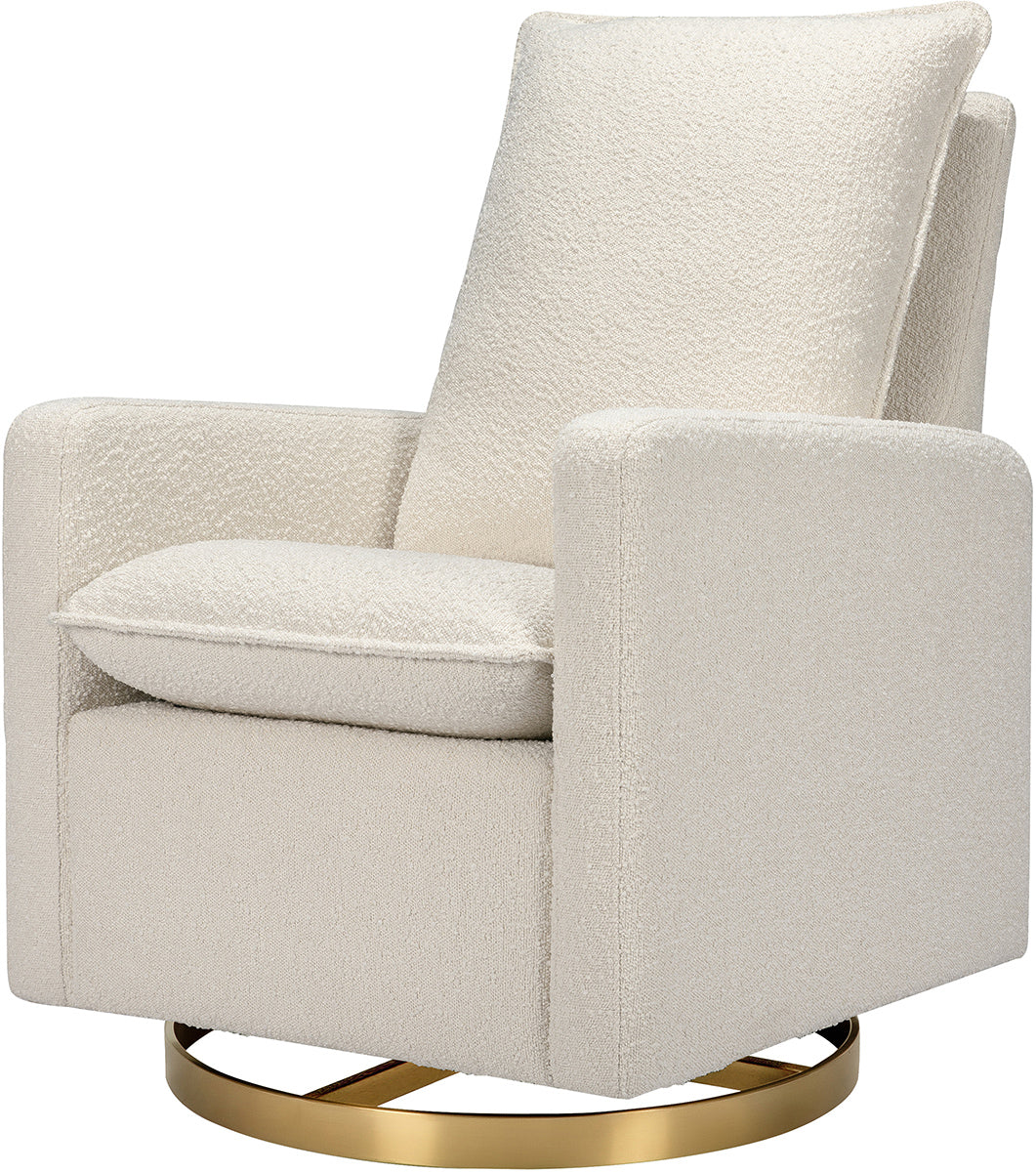 Babyletto Cali Pillowback Swivel Glider - Ivory Boucle w/ Gold Base