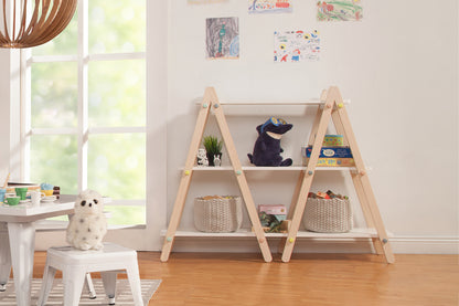 BabyLetto Dottie Bookcase In White and Washed Natural Finish