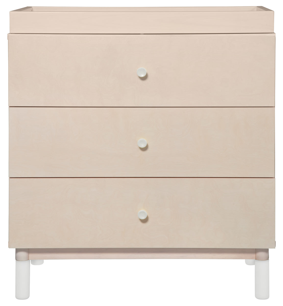 Babyletto Gelato 3-Drawer Changer Dresser, White Color Feet w/Removable Changing Tray In Washed Natural