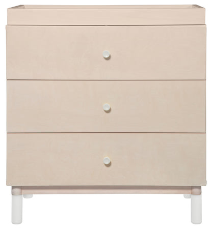 Babyletto Gelato 3-Drawer Changer Dresser, White Color Feet w/Removable Changing Tray In Washed Natural