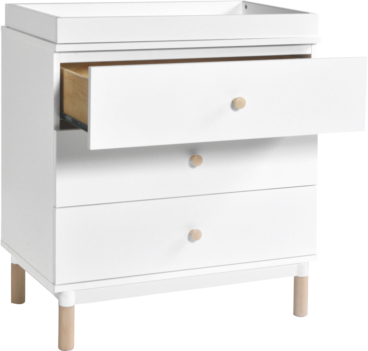 BabyLetto Gelato 3-Drawer Changer Dresser, Washed Natural Kb w/Removable Changing Tray In White