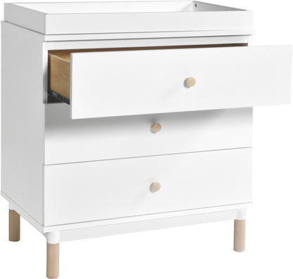 BabyLetto Gelato 3-Drawer Changer Dresser, Washed Natural Kb w/Removable Changing Tray In White