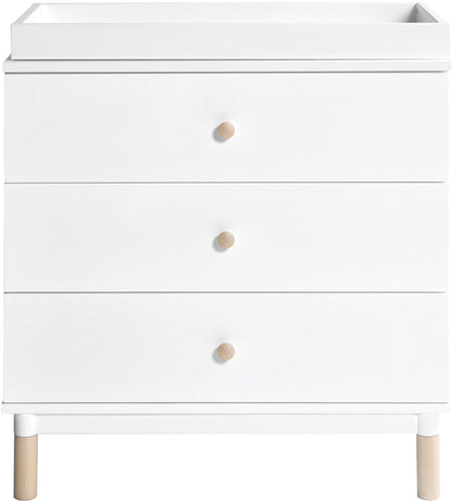 BabyLetto Gelato 3-Drawer Changer Dresser, Washed Natural Kb w/Removable Changing Tray In White