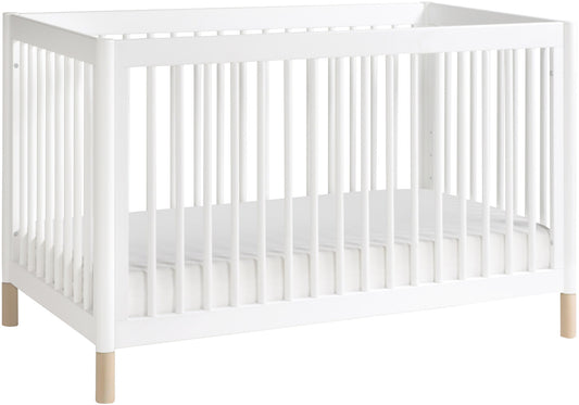 Babyletto Gelato 4-in-1 Convertible Crib w/Toddler Bed Conversion Kit - White w/ Washed Natural Feet