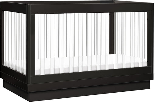 Babyletto Harlow Acrylic 3-in-1 Convertible Crib w/Toddler Bed Conversion Kit - Black / Acrylic