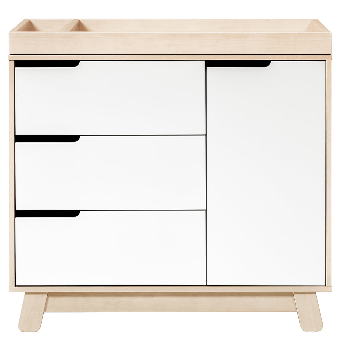 Babyletto Hudson 3-Drawer Changer Dresser, KD w/Removable Changing Tray in Washed Natural/White