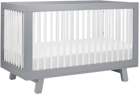 Babyletto Hudson 3-in-1 Convertible Crib with Toddler Bed Conversion Kit - Grey/White