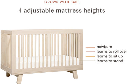 Babyletto Hudson 3-in-1 Convertible Crib with Toddler Bed Conversion Kit - Washed Natural