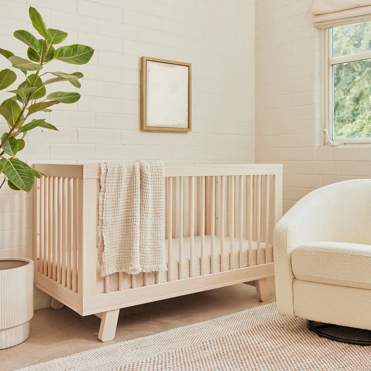 Babyletto Hudson 3-in-1 Convertible Crib with Toddler Bed Conversion Kit - Washed Natural