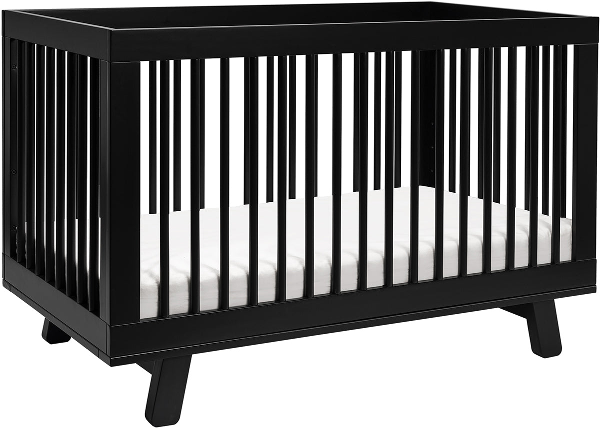 BabyLetto Hudson 3-in-1 Convertible Crib with Toddler Bed Conversion Kit - Black