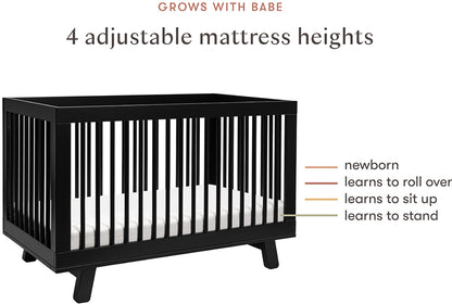 BabyLetto Hudson 3-in-1 Convertible Crib with Toddler Bed Conversion Kit - Black