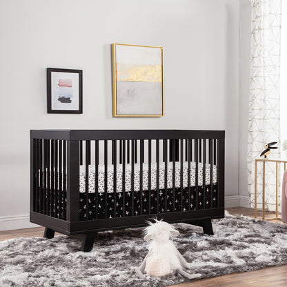 BabyLetto Hudson 3-in-1 Convertible Crib with Toddler Bed Conversion Kit - Black