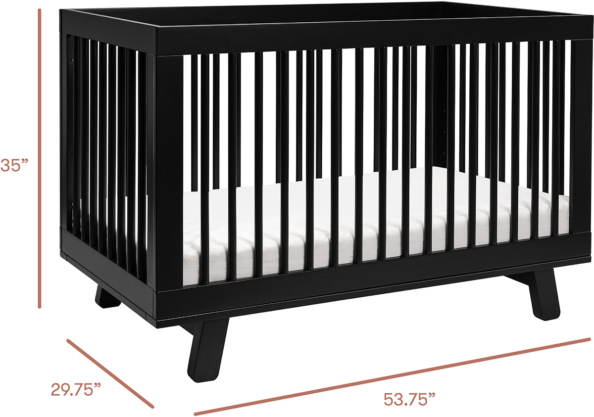 BabyLetto Hudson 3-in-1 Convertible Crib with Toddler Bed Conversion Kit - Black