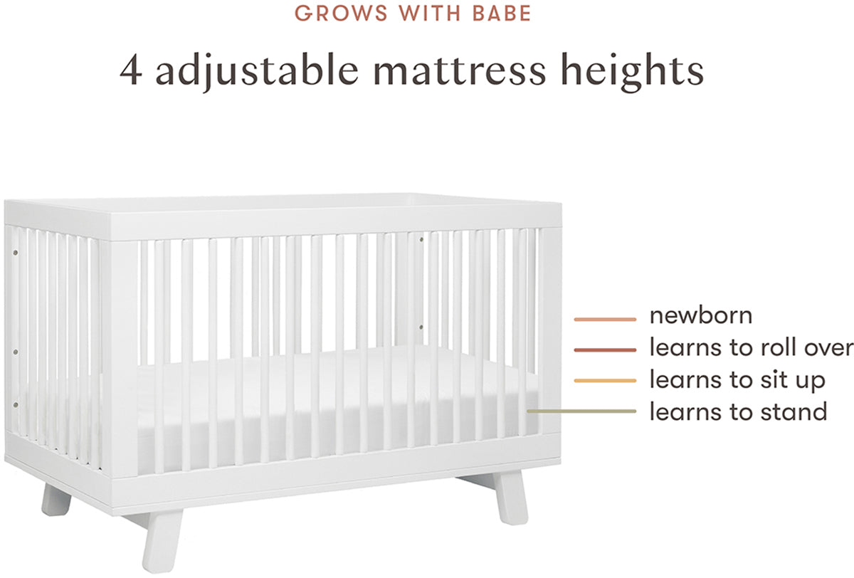 Babyletto Hudson 3-in-1 Convertible Crib with Toddler Bed Conversion Kit - White Finish