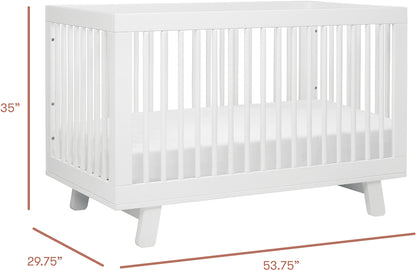 Babyletto Hudson 3-in-1 Convertible Crib with Toddler Bed Conversion Kit - White Finish