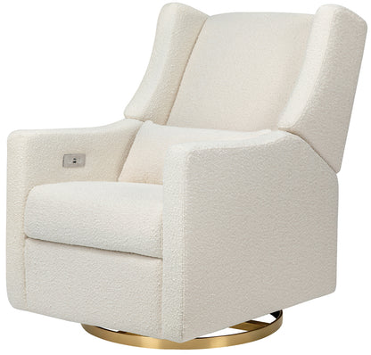 Babyletto Kiwi Electronic Glider Recliner w/ USB - Ivory Boucle w/ Gold Base