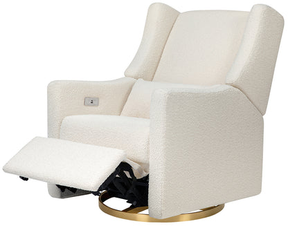 Babyletto Kiwi Electronic Glider Recliner w/ USB - Ivory Boucle w/ Gold Base