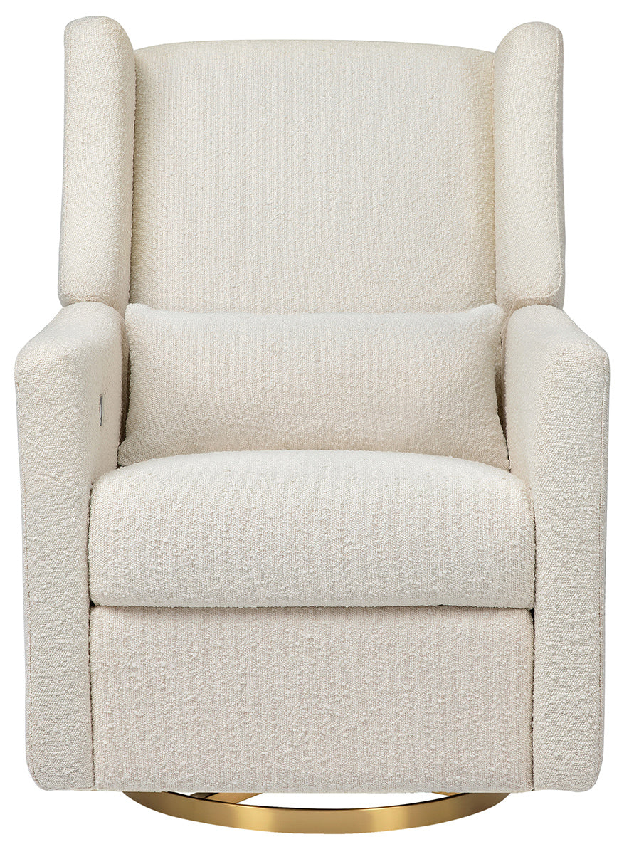 Babyletto Kiwi Electronic Glider Recliner w/ USB - Ivory Boucle w/ Gold Base