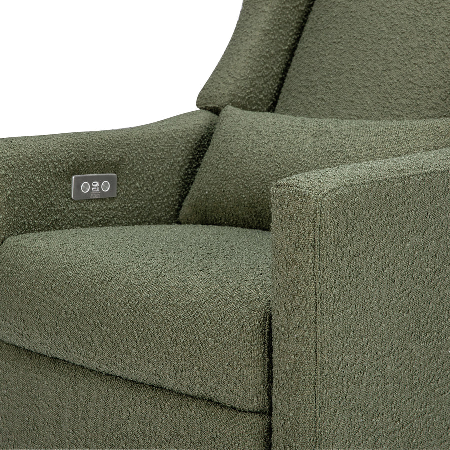 Babyletto Kiwi Electronic Glider Recliner w/ USB - Olive Boucle w/ Light Wood Base