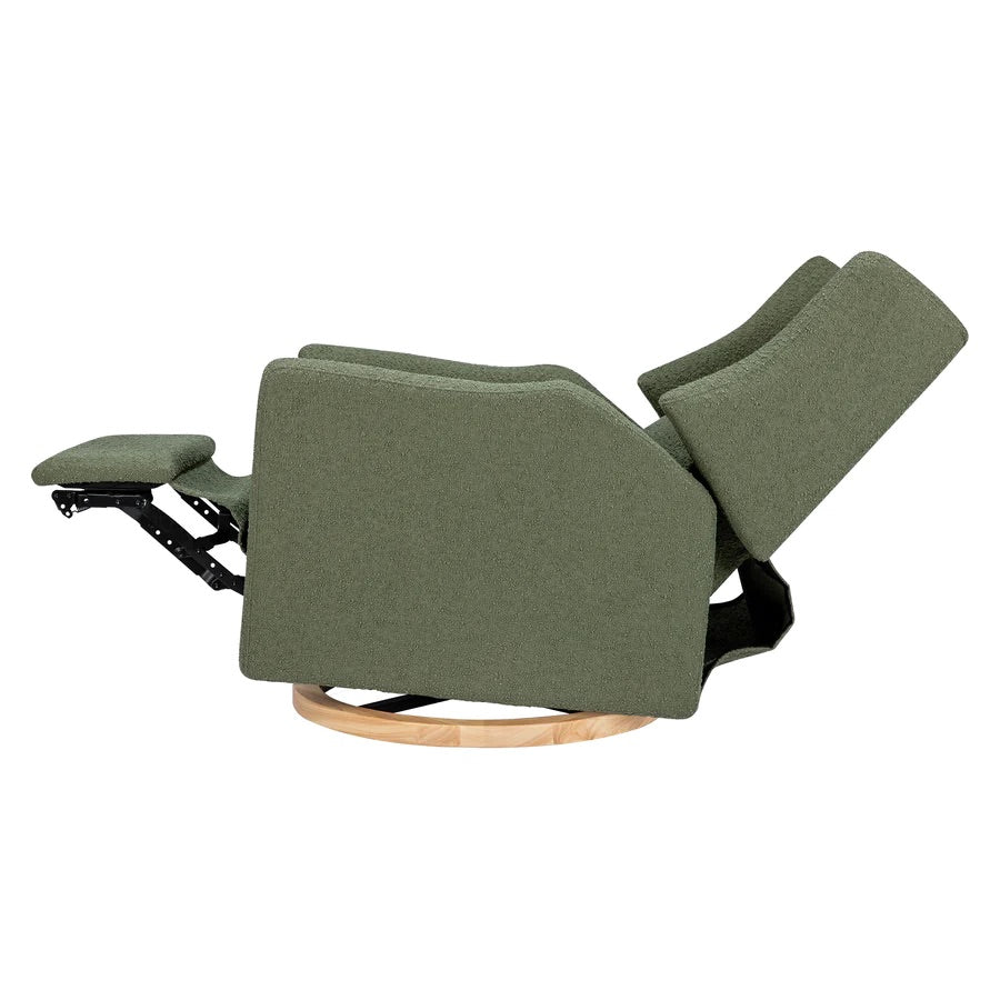 Babyletto Kiwi Electronic Glider Recliner w/ USB - Olive Boucle w/ Light Wood Base