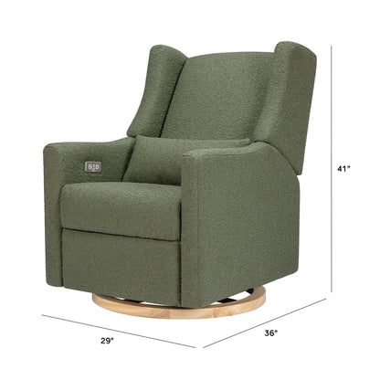 Babyletto Kiwi Electronic Glider Recliner w/ USB - Olive Boucle w/ Light Wood Base