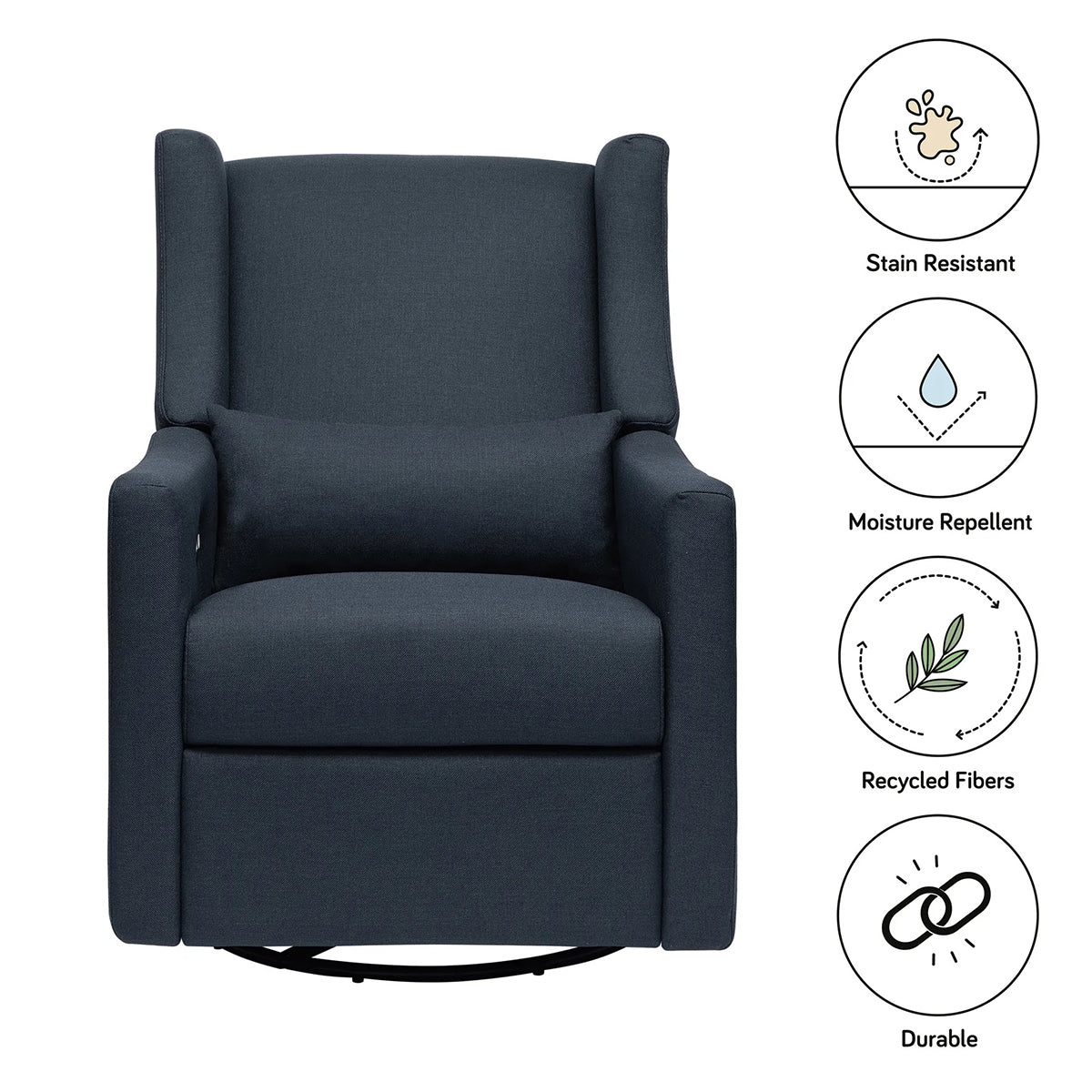 Babyletto Kiwi Electronic Glider Recliner w/ USB - Performance Navy Eco-Twill