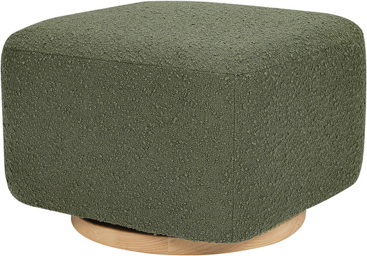 Babyletto Kiwi Gliding Ottoman - Olive Boucle w/ Light Wood Base