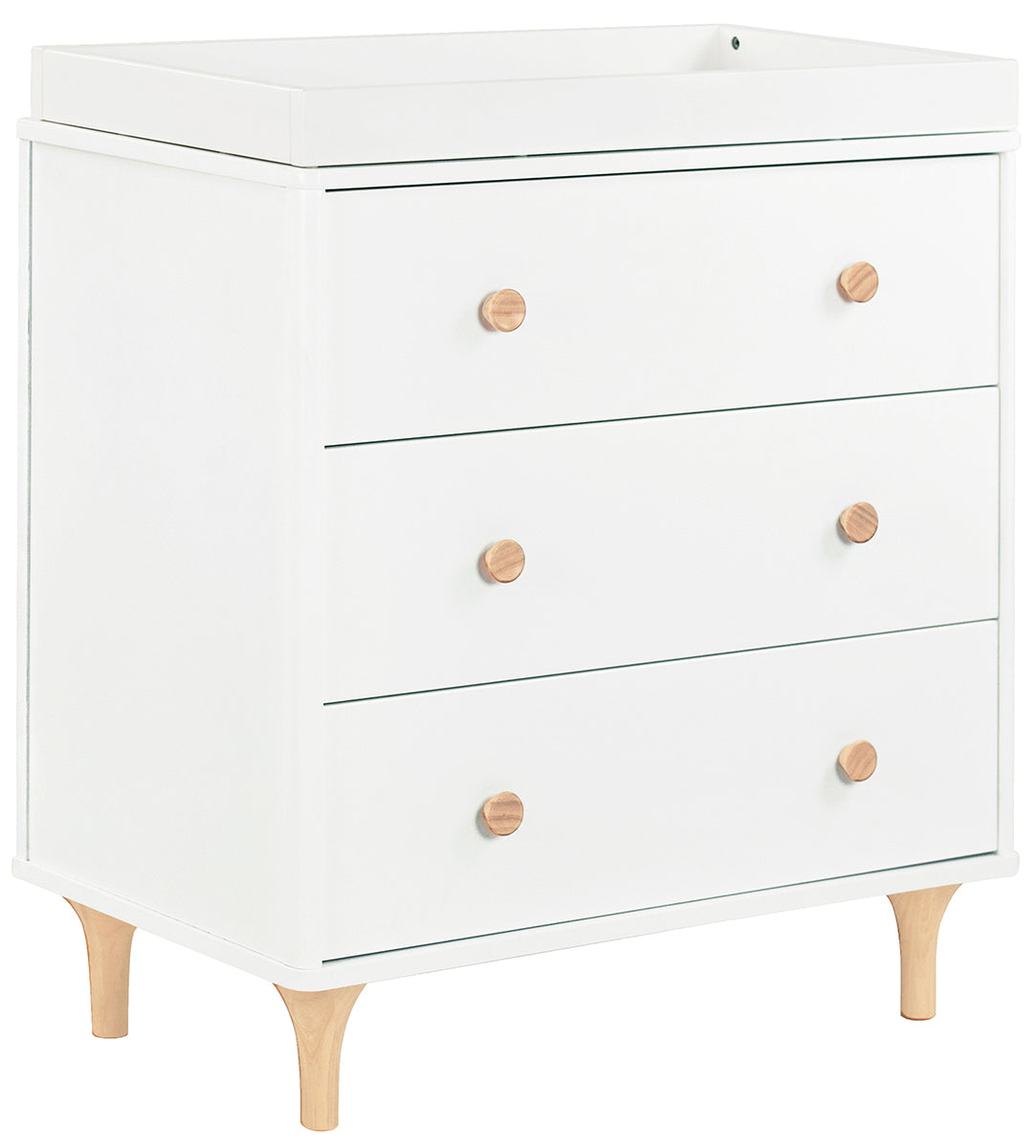 BabyLetto Lolly 3-Drawer Changer Dresser, KD with Removable Changing Tray - White Natural