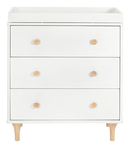 BabyLetto Lolly 3-Drawer Changer Dresser, KD with Removable Changing Tray - White Natural