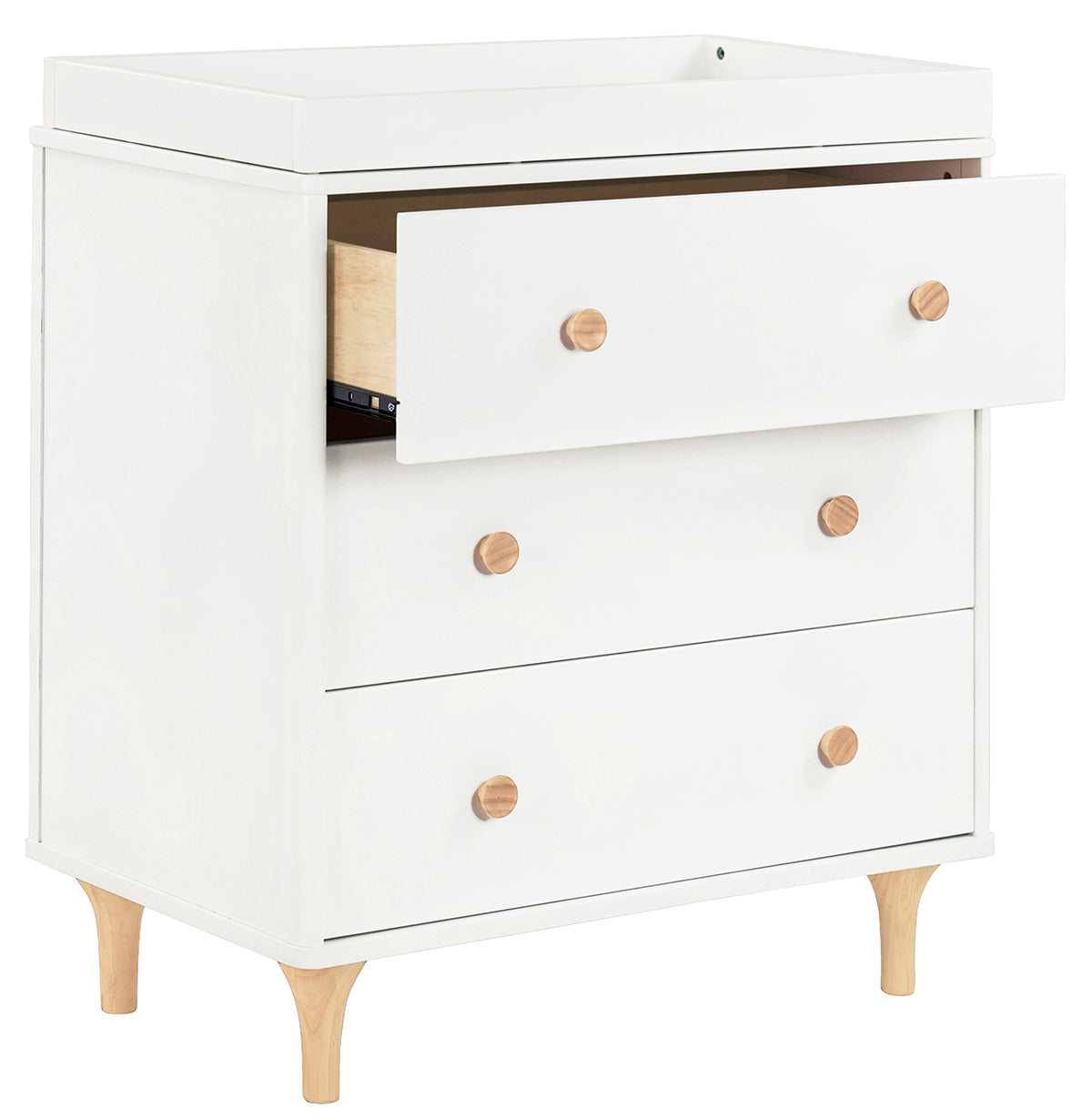 BabyLetto Lolly 3-Drawer Changer Dresser, KD with Removable Changing Tray - White Natural