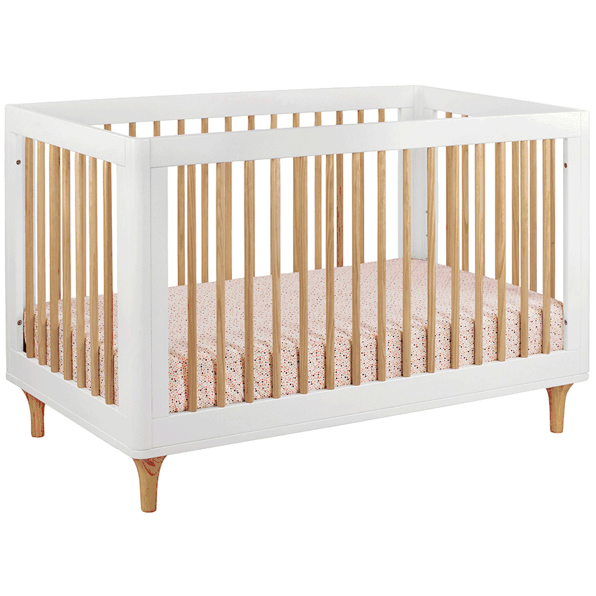 Babyletto Lolly 3-In-1 Convertible Crib with Toddler Bed Conversion Kit - White/Natural