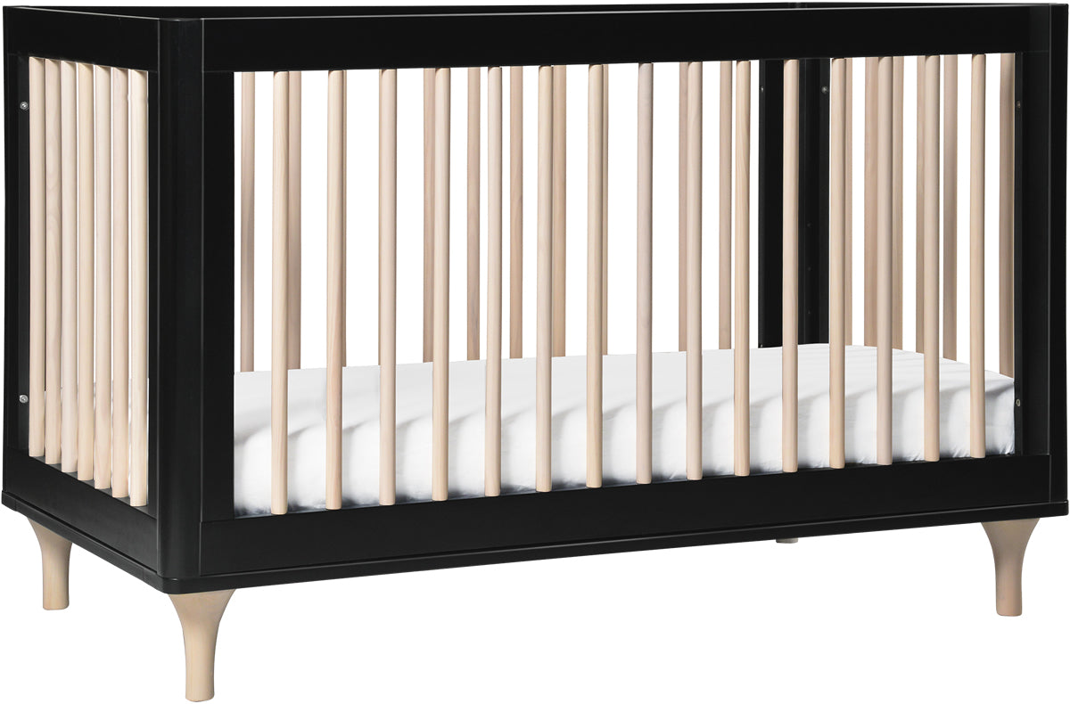 BabyLetto Lolly 3-In-1 Convertible Crib with Toddler Bed Conversion Kit - Black/WashedNatural