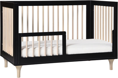 BabyLetto Lolly 3-In-1 Convertible Crib with Toddler Bed Conversion Kit - Black/WashedNatural