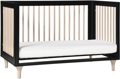 BabyLetto Lolly 3-In-1 Convertible Crib with Toddler Bed Conversion Kit - Black/WashedNatural