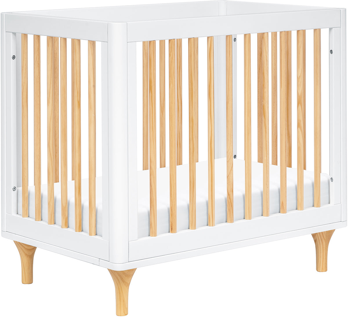 Babyletto Lolly 4-in-1 Convertible Mini Crib w/ Toddler Bed Conversion Kit - White/Natural