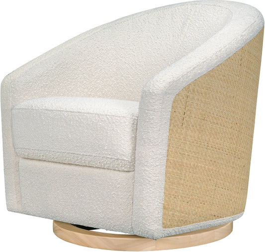 Babyletto Madison Swivel Glider - Ivory Boucle & Cane w/Light Wood Base