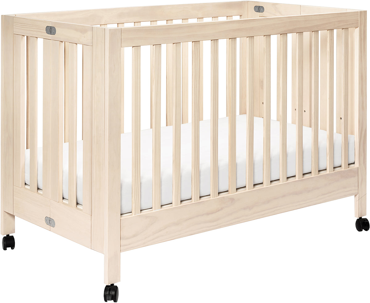 Babyletto Maki Full-Size Portable Folding Crib w/Toddler Bed Conversion Kit - Washed Natural