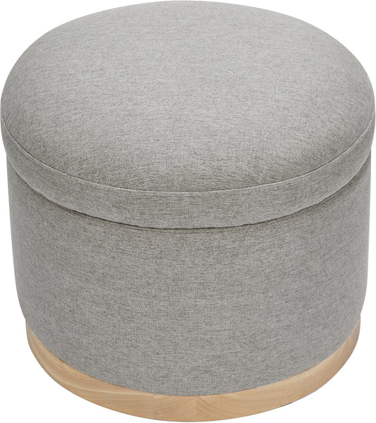 Babyletto Naka Storage Ottoman - Performance Grey Eco-Weave w/ Light Wood Base