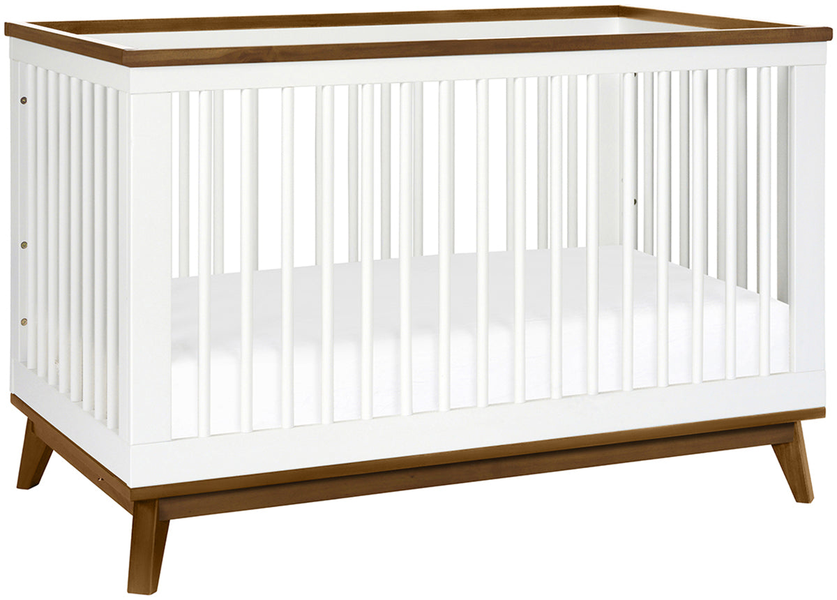 Babyletto Scoot 3-in-1 Convertible Crib w/Toddler Bed Conversion Kit - White / Natural Walnut